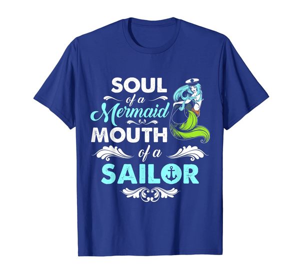 

soul of a mermaid mouth of a sailor t-shirt, White;black