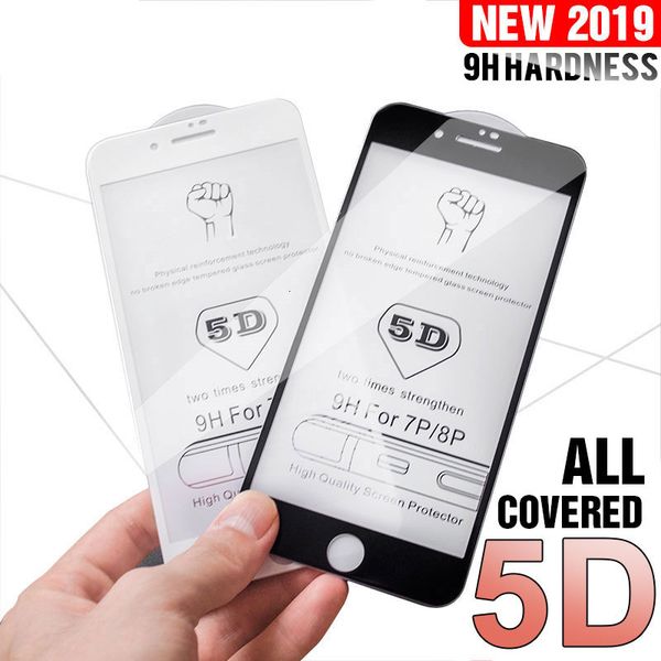 

2021 new 5d screen protector on the 6 6s x full cover tempered glass for iphone 7 8 plus xr xs max protection film q2g1