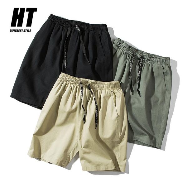 

summer cargo shorts men elastic waist embroidery cotton beach fashion casual breathable short cool joggers sweatpants men's, White;black