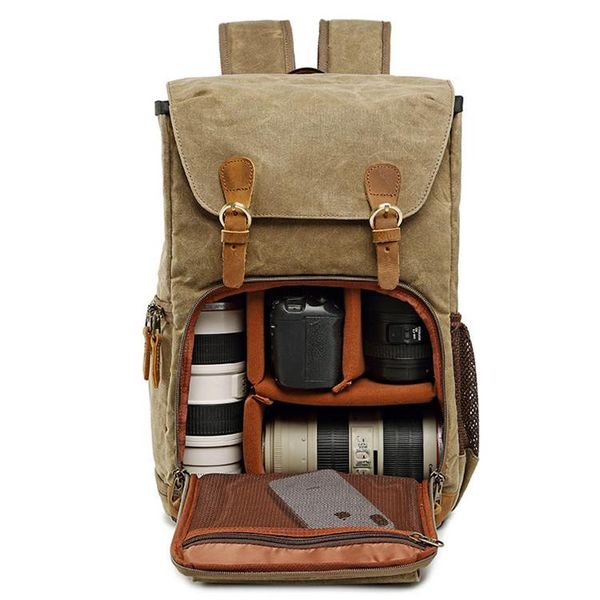 

backpack shoulder camera bag waterproof canvas liner slr digital large-capacity 14-inch lapcompartment