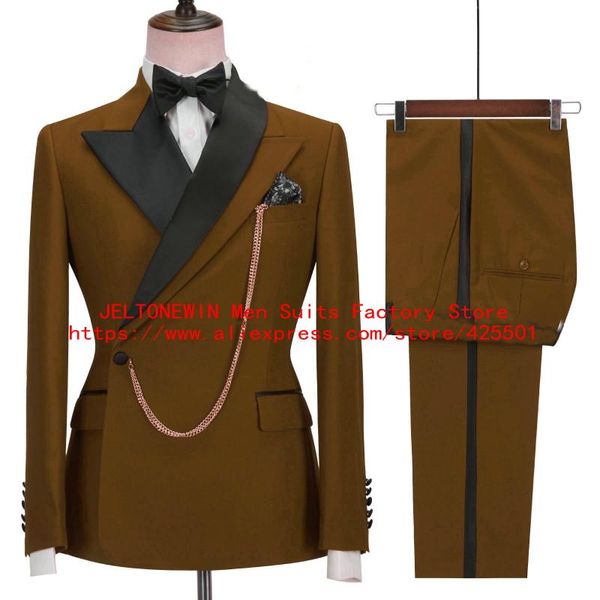 

men's suits & blazers selling brown double breasted men slim fit costume homme wedding tuxedos 2 pieces groom party prom man blazer, White;black
