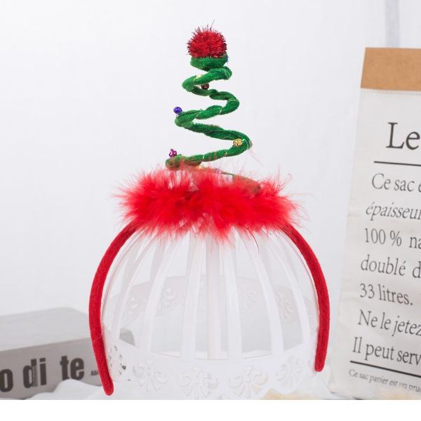 

led flashing spiral spring bell headband light up hair band for christmas tree holiday decoration party accessory gift jllyng, Blue;red