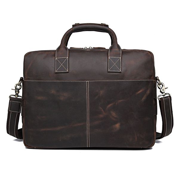 Homens Business Backcase Bag para Homens Crazy Horse Leather Ombro Messenger Quality Office Tote Bolsa para 15.6 