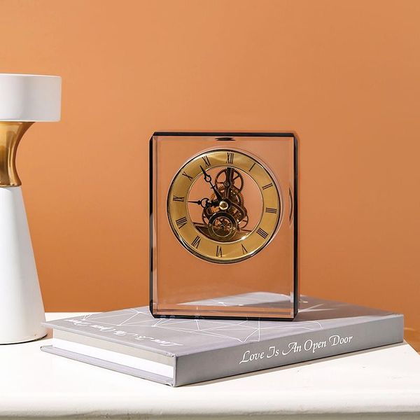 

luxury nordic mute desk clock sweep second crystal livingroom electronic desk clock table watch masa saati home decor ek50tc
