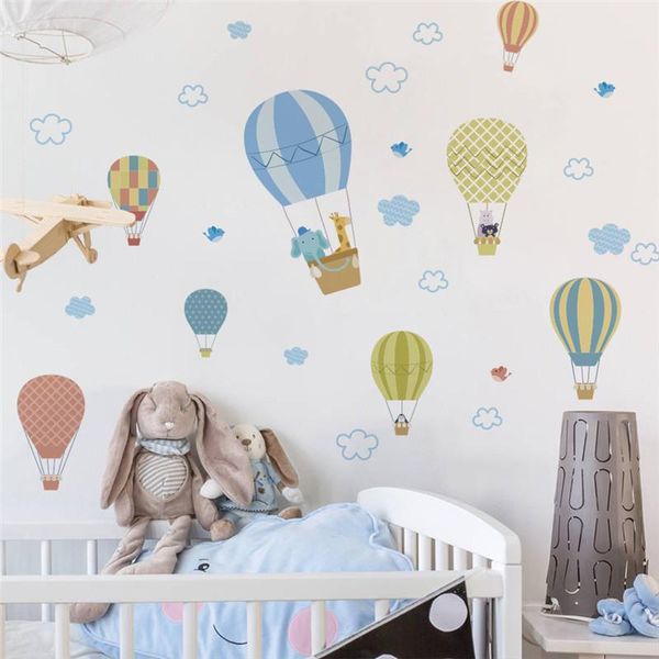 

wall stickers cute animals take air balloon for kids room decoration nursery mural art diy pvc safari home decals