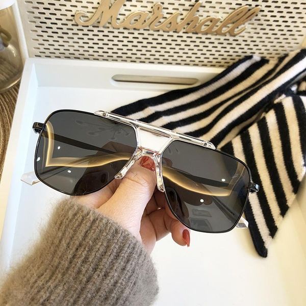 

sunglasses 2021 fashion big frame square women brand designer black sun glasses men driving shades oculos feminino uv400, White;black
