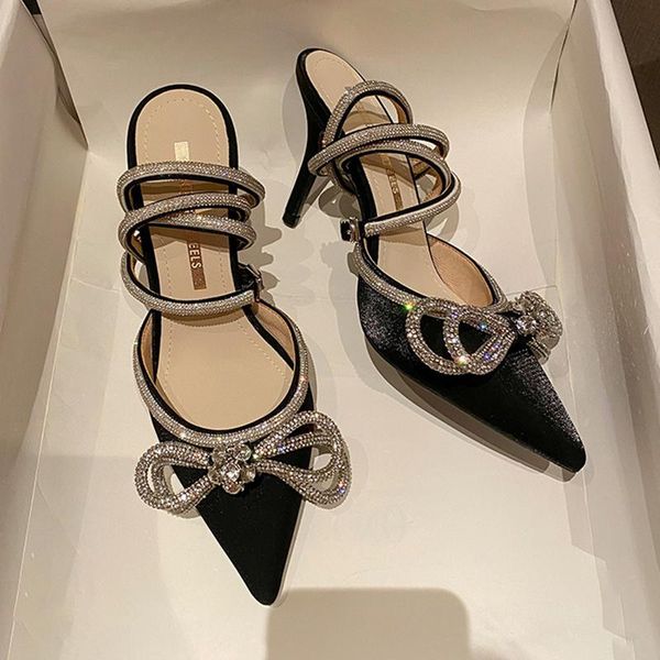 

dress shoes 2022 spring luxury women bling crystal 8cm high heels sandals pink black rhinestone prom cinderella wedding