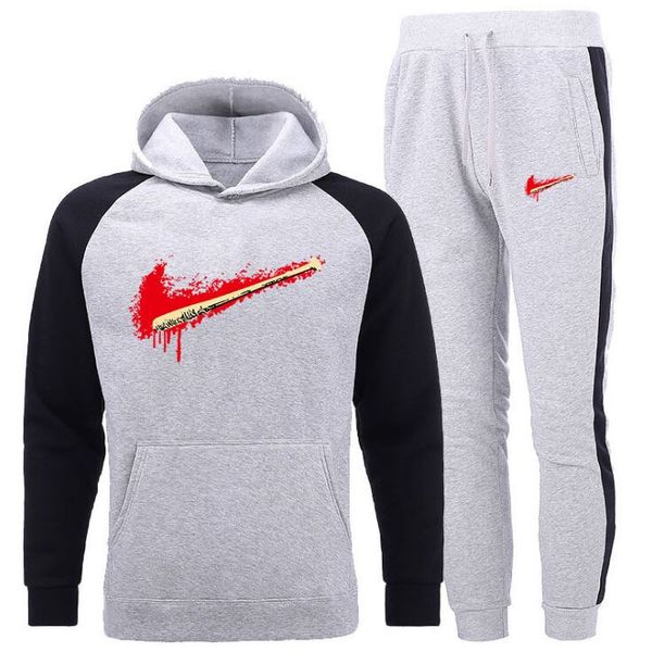 

2021 clothing men's sets two pieces casual sweatshirts cotton men tracksuit hoodies+ pants sport shirts spring autumn set sale, Gray