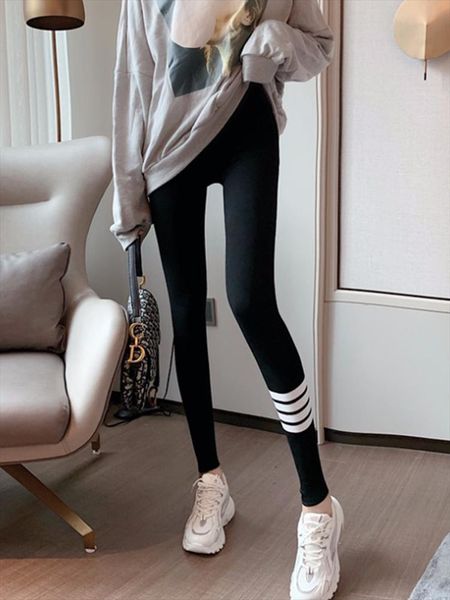 

grey leggings spring and autumn womens elastic pants, Black