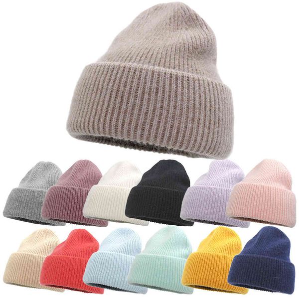 

rabbit hair hat women's new autumn winter versatile wool knitted warm cover ear protection cold wardrobe accessories, Blue;gray