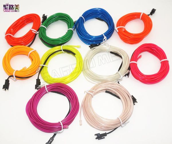 

3m/5m flexible neon light glow el wire rope tube cable strip led neon lights shoes clothing car party decorative controller