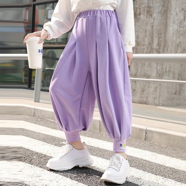 

trousers girl pants solid color baby spring autumn elastic waist children's casual style teens clothes 4 to 14 yrs, Blue