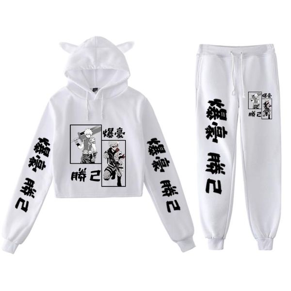 

women's hoodies & sweatshirts my hero academia cat ear hoodie sweatpants two piece suit anime cosplay sweet girl women set streetwear 2, Black