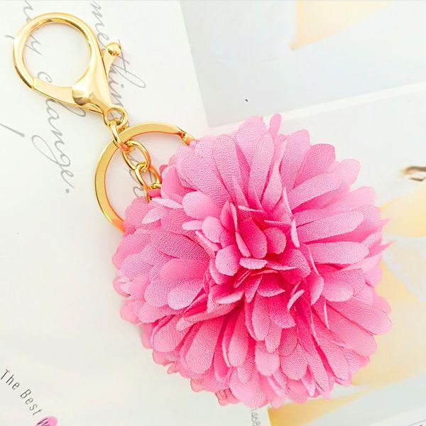 

keychains lovely cloth chrysanthem flowers ball key chains handmade colorful bags car pendants decor creative gifts, Silver