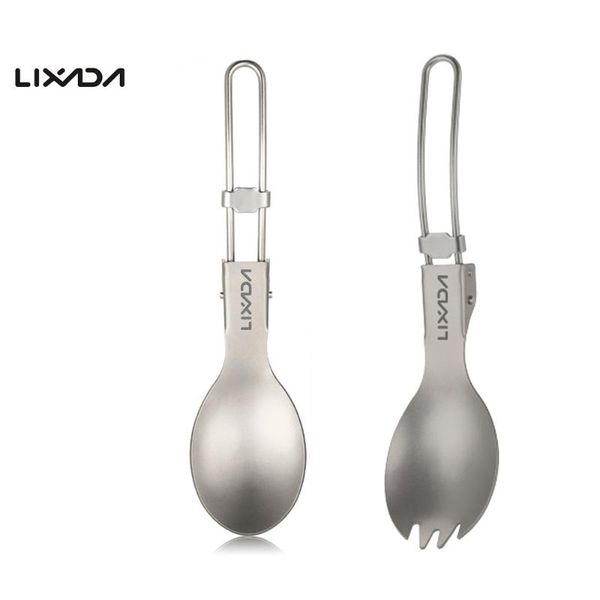 

camp kitchen lixada folding titanium spoon spork lightweight outdoor dinner flatware camping cookware for travel
