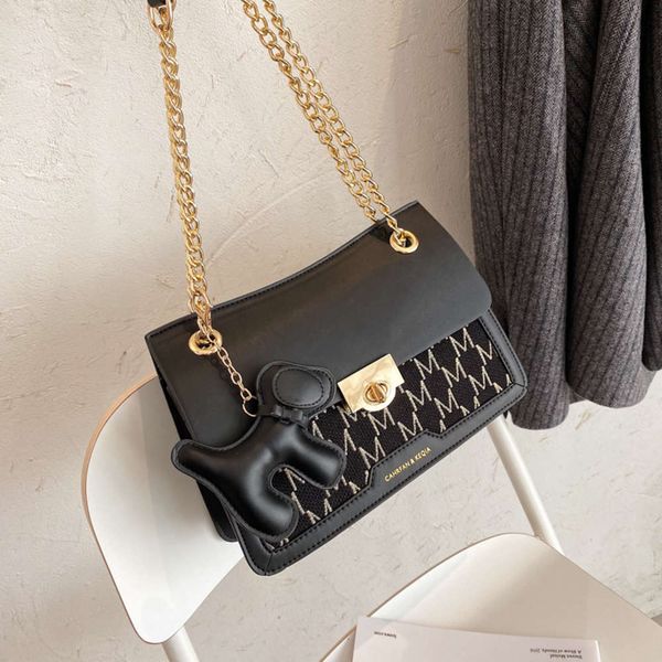 

women's texture small square 2020 korean fashion color contrast chain foreign air underarm single shoulder messenger bag