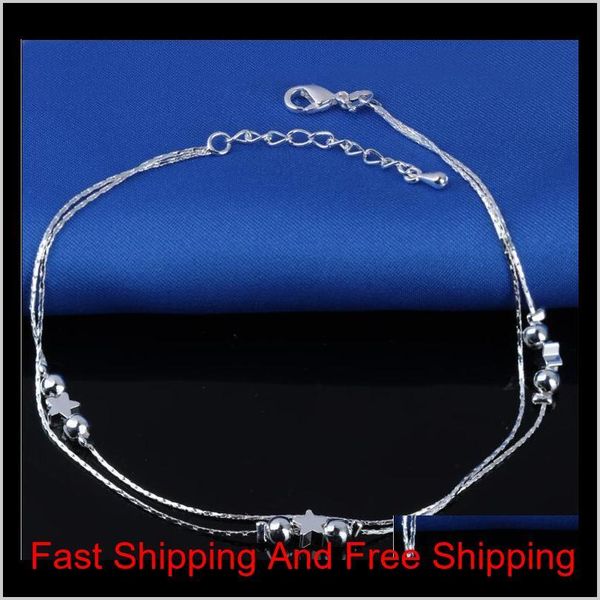 

925 sterling sliver ankle bracelet for women foot jewelry inlaid zircon anklets bracelet on a le jllczj nana_jewel, Red;blue