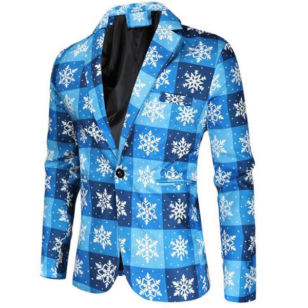Autumn Men Blazer Casual 3D Imprime Fun Terno Christmas Blazer para Masculino Lazer Único Roupa de Ano Novo Breasted