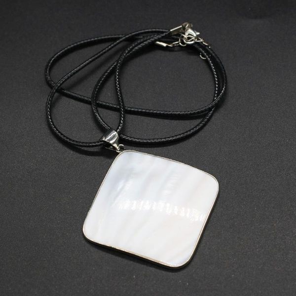 

pendant necklaces natural white shell pendent necklace fashion leather rope charming for women jewelry gift, Silver