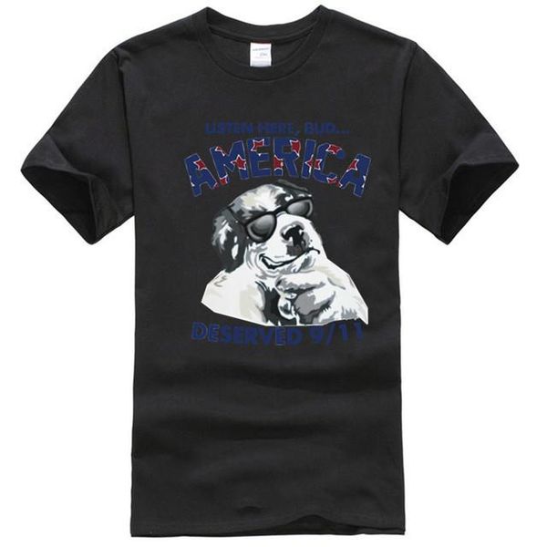 

men's t-shirts listen here bud america deserved 9 11 shirt, White;black