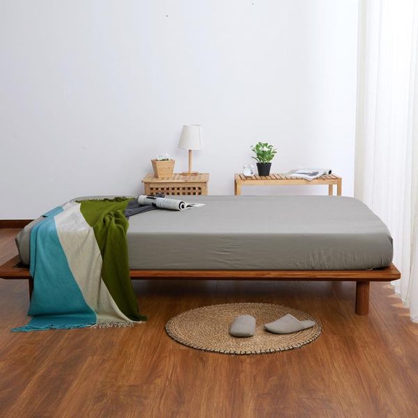 

58fitted sheet solid color skin friendly cotton bed sheet with elastic band mattress covers queen size cover bed customizable