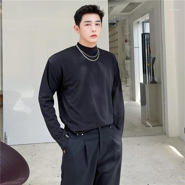 

men's hoodies & sweatshirts 2021 autumn korean style personalized stripes design for men casual loose half high collar men,m-xxl, Black