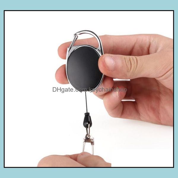 

keychains fashion aessories retractable pl key ring chain creative lanyard keychain holder steel wire rope buckle key-chains bag car party f, Silver
