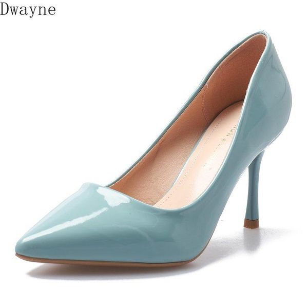 

dress shoes simple elegant womens 2021 fall wild patent leather high heels stiletto small fresh pointed shallow mouth single, Black