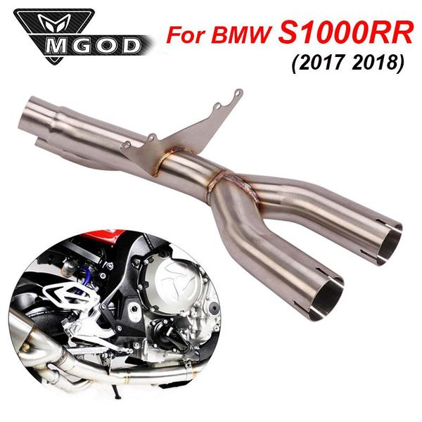 

motorcycle exhaust system slip-on for s1000rr s1000 rr 2021 17-18 muffler escape modified middle link pipe cat stainless steel