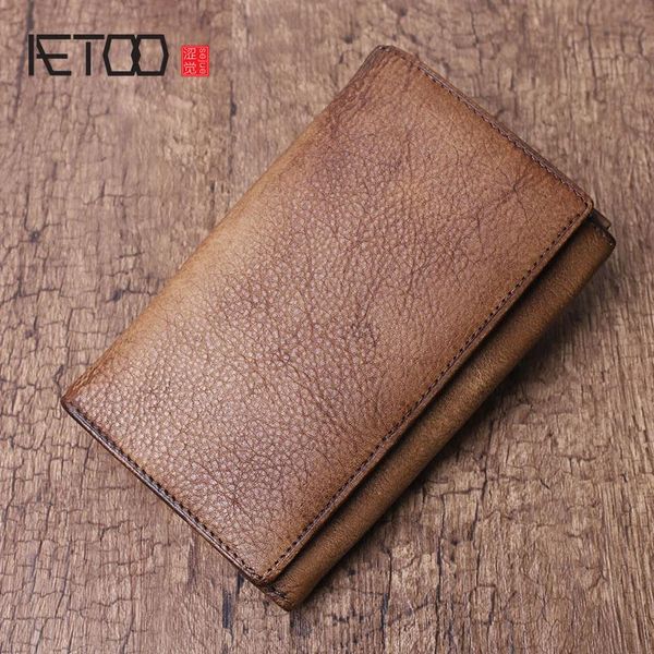 

wallets aetoo men's leather vintage wallet handmade first layer wallet, trendy vegetable tanned, Red;black