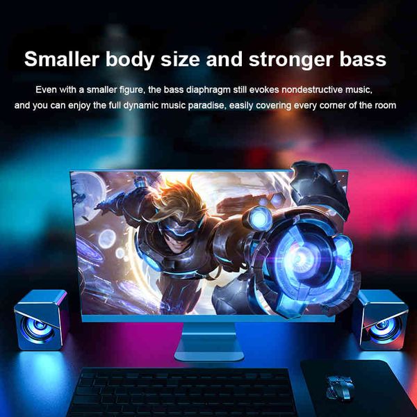 Subwoofer Hoparlör USB Kablolu Hoparlörler Bas Stereo Ses Surround Mini Bilgisayar Hoparlörü LED Işık Laptop PC ile