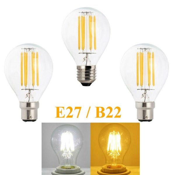 

bulbs retro led filament light lamp e27 2w 4w 6w 8w a60 b22 bayonet vintage edison bulb ac 220v clear glass shell