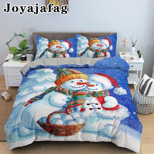 

bedding sets 2022 winter snowman set king  duvet cover with 1/2pcs pillowcase single double bed drop