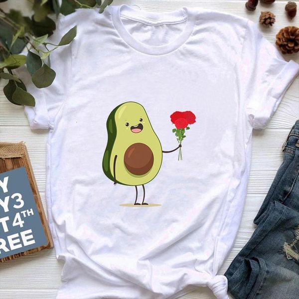 

men summer cute avocado t shirts mens printed harajuku vegan 90s graphic female short sleeve, White;black