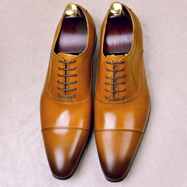 

dress shoes italian genuine leather men's heels cap toe wedding party oxfords pointed laces man formal quarter brogues fwl216, Black