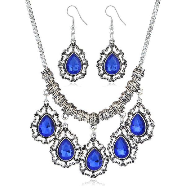 

earrings & necklace europe and the united states exaggerated fashion jewelry wholesale crystal set female, Silver