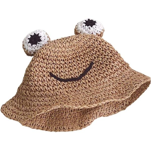 

wide brim hats children's frog straw hat outing handmade fisherman, Blue;gray
