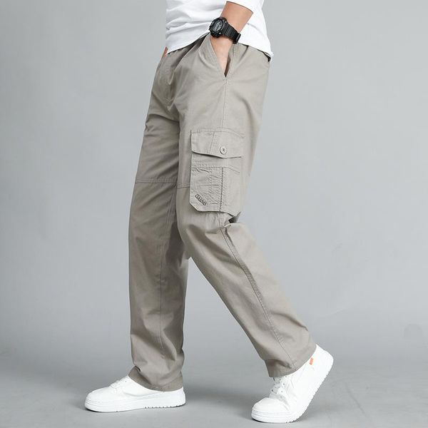 

men's pants mens cargo loose military trousers fashion classic style sports 5 color solid casual, Black