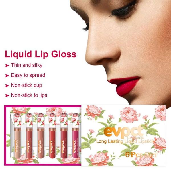 

lip gloss 6pcs/set matte liquid lipstick set peony flower makeup kit professional