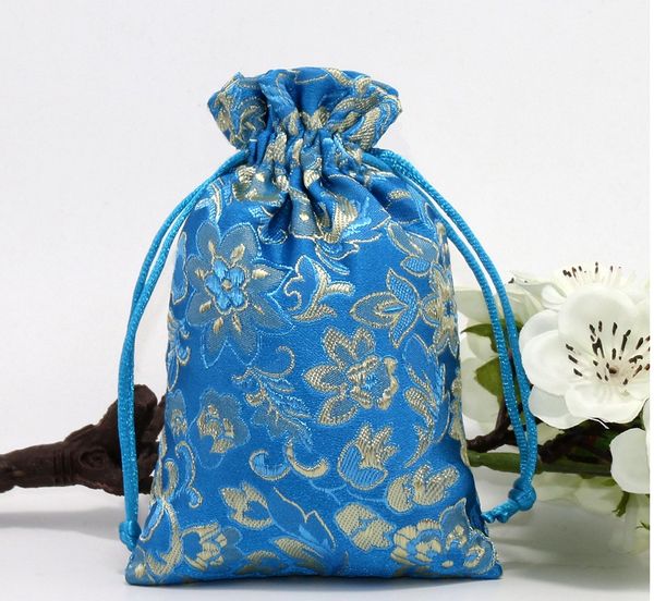 Borsa organizer di lusso con coulisse a fiori Sacchetti per gioielli in broccato di seta cinese che confezionano sacchetti regalo cosmetici alla lavanda da donna