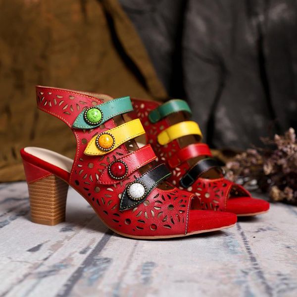 

sandals color soft super comfortable summer magic sticker handmade with heels, Black