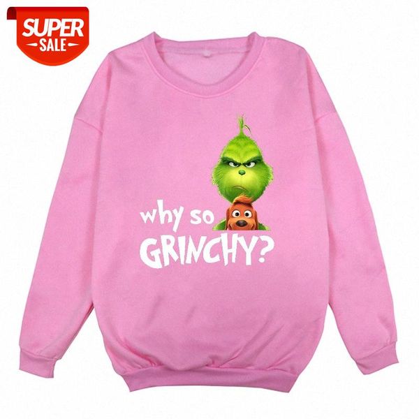 

christmas geek green furry print plus velvet round neck sweater thick #js6b, Black