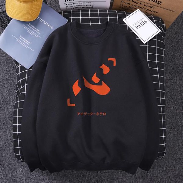 

men's hoodies & sweatshirts x anime print for man autumn winter fleece o neck streetwear 2021 homme long sleeve pullover hoody, Black