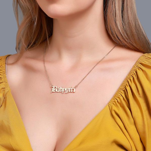 

creativity baby girl english alphabet necklace woman simple ladies clavicle chain new accessories couple jewelry gifts, Silver
