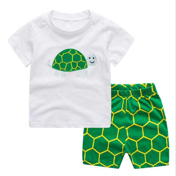 Baby Boy Roupas Jumping Kids Ternos Crianças Crianças Crianças Crianças Boys Conjuntos de roupas Bordado Turtle Animals Vestuário 210529