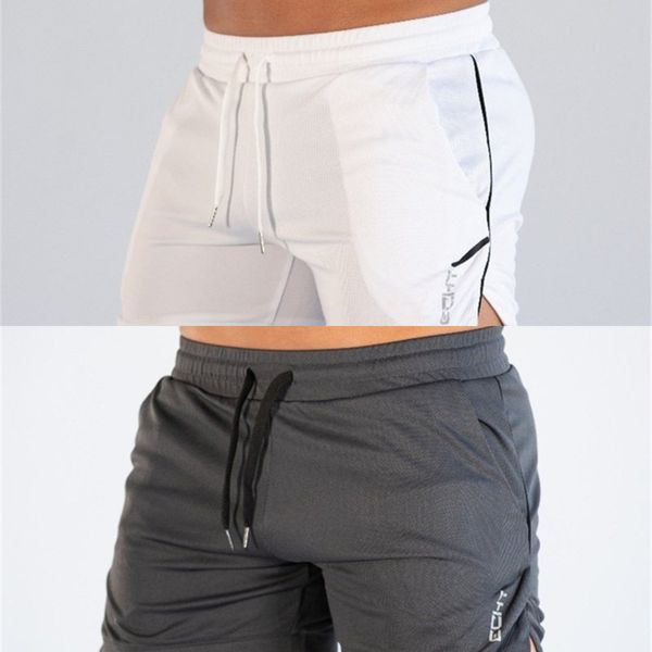 

fitness bodybuilding men shorts man summer gyms workout male breathable mesh quick dry beach short pants jogger sportswear c0222, White;black