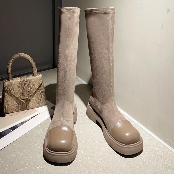 

boots fashion women thigh high warm casual winter shoes woman slim thick heel knee brand ladies long boot 2021, Black