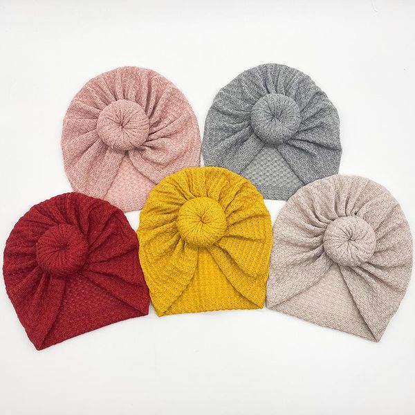 

caps & hats born toddler baby girls turban cotton beanie hat cute lovely solid color knot cap for autumn winter infant pography props, Yellow