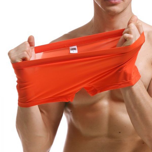 

men boxer gentlemen comfortable ice silk smooth boxers gay underwear breathing soil color, Black;white