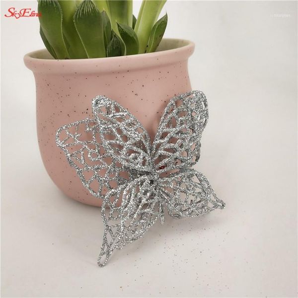 

christmas decorations 10pcs/lot artificial glitter hollow butterfly decoration for home party 8zhh1871